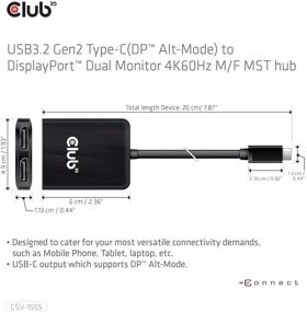 img 3 attached to 💻 Высокопроизводительный адаптер монитора Club 3D 2 порта - USB Type C к 2 портам Dual Displayport 4K 60 Гц Splitter MST Hub - CSV-1555