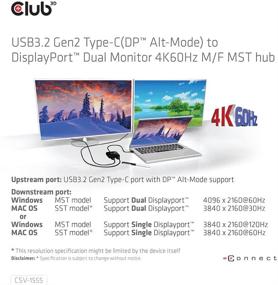 img 1 attached to 💻 Высокопроизводительный адаптер монитора Club 3D 2 порта - USB Type C к 2 портам Dual Displayport 4K 60 Гц Splitter MST Hub - CSV-1555