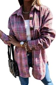 img 4 attached to YOCUR Flannel Jackets Cardigan Apricot Women's Clothing for Coats, Jackets & Vests