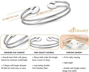 img 1 attached to 💎 Stunning Stainless Steel Dual Wire Open Cuff Bangle Bracelet for Women & Girls by 555Jewelry