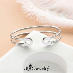 img 2 attached to 💎 Stunning Stainless Steel Dual Wire Open Cuff Bangle Bracelet for Women & Girls by 555Jewelry