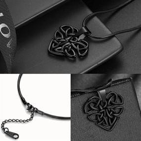 img 1 attached to 🔱 Celtic Knot Necklace Viking Pendant - Odin Horns Crescent Moon Necklace, Men's 316L Stainless Steel Triskelion Amulet Pewter, Tribal Protection Viking Triskele Jewelry