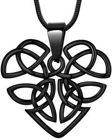 img 4 attached to 🔱 Celtic Knot Necklace Viking Pendant - Odin Horns Crescent Moon Necklace, Men's 316L Stainless Steel Triskelion Amulet Pewter, Tribal Protection Viking Triskele Jewelry