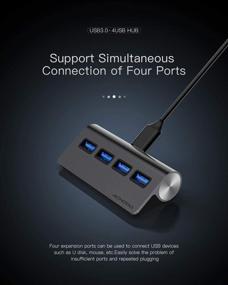 img 1 attached to 🚀 High-Speed 4-Port USB Hub: Achoro Premium Quality Computer USB Port Expander - Compatible with MacBook, Windows, iMac, Hard Drive, and PC - Portable USB Hub - 3.0 USB HUB (Space Grey)