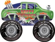 green happy birthday monster truck foil balloon - 31 inch логотип