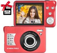 red hd digital camera - 30 mega pixels, 8x zoom, 2.7 inch lcd, compact & rechargeable - perfect for adults, seniors, students & kids - includes 32gb sd card & 1 battery logo