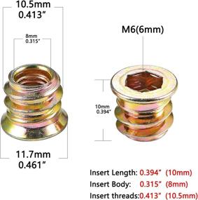 img 3 attached to M6 Wood Inserts Bolt Furniture Screw in Nut: PGMJ 80 Pieces - Premium Threaded Fastener Connector for Wood Furniture Assortment (M6x10mm)