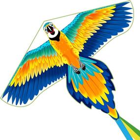 img 4 attached to 🪁 Parrot Kites for Kids 55" Bird Kites - Easy-to-Fly Beach Kite for Ages 4-8 and 8-12 - Beginner-friendly Large Kite in Blue