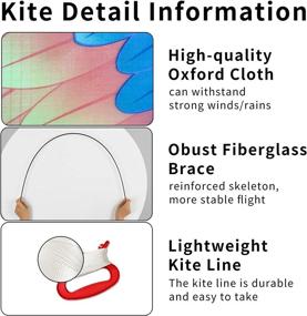 img 2 attached to 🪁 Parrot Kites for Kids 55" Bird Kites - Easy-to-Fly Beach Kite for Ages 4-8 and 8-12 - Beginner-friendly Large Kite in Blue