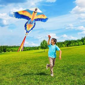 img 3 attached to 🪁 Parrot Kites for Kids 55" Bird Kites - Easy-to-Fly Beach Kite for Ages 4-8 and 8-12 - Beginner-friendly Large Kite in Blue