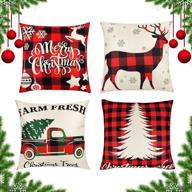 🎄 ozmi christmas pillow covers: festive throw pillow cases set of 4 with holiday patterns – 18x18 inch, buffalo plaid couch pillow case for winter decorations logo