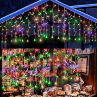 🌈 400led 32ft icicle lights curtain - multicolor fairy lights for outdoor christmas decor, 8 modes - perfect for thanksgiving, wedding, party, home, garden, bedroom - indoor & outdoor dripping lights логотип