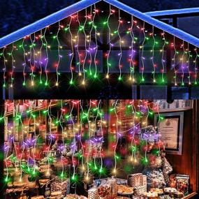 img 4 attached to 🌈 400LED 32Ft Icicle Lights Curtain - Multicolor Fairy Lights for Outdoor Christmas Decor, 8 Modes - Perfect for Thanksgiving, Wedding, Party, Home, Garden, Bedroom - Indoor & Outdoor Dripping Lights