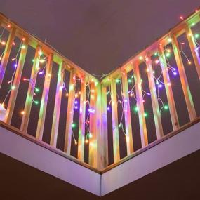 img 3 attached to 🌈 400LED 32Ft Icicle Lights Curtain - Multicolor Fairy Lights for Outdoor Christmas Decor, 8 Modes - Perfect for Thanksgiving, Wedding, Party, Home, Garden, Bedroom - Indoor & Outdoor Dripping Lights