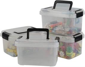 img 4 attached to 📦 Teyyvn Clear Plastic Mini Latch Box, Locking Storage Bin (Pack of 4, 2L)