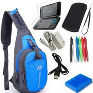 🎒 yb-osana 7 in 1 backpack crossbody bag bundle for nintendo new 2ds xl: includes wall charger, protective bag, game card holder case, stylus pen, usb cable, screen protector travel kit logo