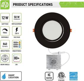 img 3 attached to 🔦 ASD 6 Inch Gimbal LED Recessed Lighting - IC Rated, Dimmable Directional Ceiling Light, Oil Rubbed Bronze, Energy Star, ETL Certified