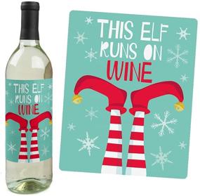 img 3 attached to 🎅 Elf Squad - Elf Christmas Party Wine Bottle Label Stickers - Set of 4 - Festive Decorations for Women and Men