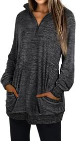 img 3 attached to 👚 WEESO Women's Color Block Quarter Zip Pullover Sweatshirt - Casual Long Sleeve Tunic Tops with Pocket