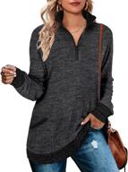 👚 weeso women's color block quarter zip pullover sweatshirt - casual long sleeve tunic tops with pocket logo