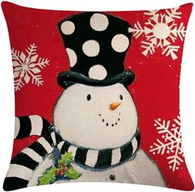 img 3 attached to 🏼 7COLORROOM Set of 4 Christmas Snowman Pillow Cover Red Festival Throw Cushion Cover Home Decorative Winter Cotton Linen Pillowcases 18" x 18" (Snowman)