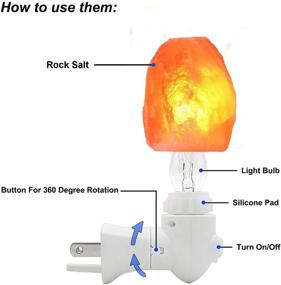 img 3 attached to Omonic 3 Pack Rare Carved Gray Grey White Pink Himalayan Crystal Salt Rock Night Light Lamp Mini Lights Wall Plug Night Light Set - Soothing Incandescent Lighting with 6 Bulbs