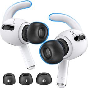 img 4 attached to 🎧 Комплект насадок и крючков из пены Memory Foam для Apple AirPods Pro - 3 пары (насадки S, M, L, белые крючки)