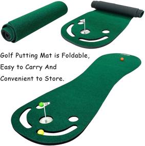 img 2 attached to 🏌️ KOFULL Golf Putting Green Mats Set - Includes 29-inch Golf Putter, 3 Golf Balls, Training Aid Put Cup &amp; Flags - Indoor Outdoor Practicing Putt Green Carpet for Children