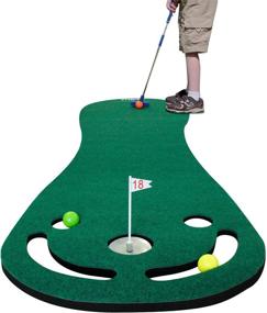 img 4 attached to 🏌️ KOFULL Golf Putting Green Mats Set - Includes 29-inch Golf Putter, 3 Golf Balls, Training Aid Put Cup &amp; Flags - Indoor Outdoor Practicing Putt Green Carpet for Children