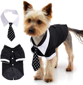 img 4 attached to 🐶 Stylish Dog Formal Suits: Tuxedo Costume Vest Set with Detachable Tie Collar for Weddings & Parties - Small, Medium, Large Dogs - Labrador, Samo, Bulldogs & More!