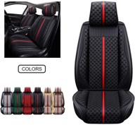 🚗 oasis auto leatherette car seat covers, universal fit set - faux leather automotive cushion cover for cars suv pick-up truck - black (os-007 front pair) logo