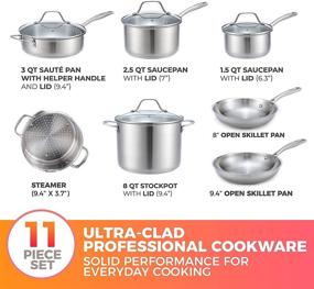 img 1 attached to 🍳 Mueller Ultra-Clad Pro Stainless Steel Cookware Set - 11-Piece, with EverCool Ergonomic Handles - Includes Saucepans, Skillets, Stockpot, Saute Pan, and Steamer