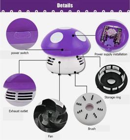 img 2 attached to Aliotech Mini Cute Mushroom Shaped Dust Vacuum Cleaner - Portable Corner Desk Sweeper, Purple