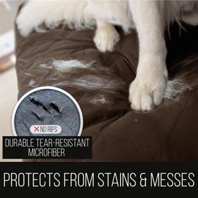 img 3 attached to 🛋️ Sofa Shield Patented Slipcover: Reversible Tear Resistant Microfiber, 70” Width, Stain Protector with Straps and Washable Cover for Dogs, Kids - Chocolate Beige