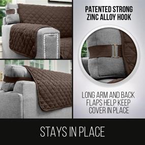 img 2 attached to 🛋️ Sofa Shield Patented Slipcover: Reversible Tear Resistant Microfiber, 70” Width, Stain Protector with Straps and Washable Cover for Dogs, Kids - Chocolate Beige