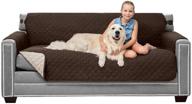 🛋️ sofa shield patented slipcover: reversible tear resistant microfiber, 70” width, stain protector with straps and washable cover for dogs, kids - chocolate beige logo