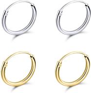 💍 10mm sterling silver endless cartilage hoop earrings - ideal for women and men logo