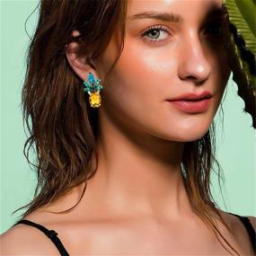 img 1 attached to 🍍 Pineapple Earrings - Trendy Jewelry Gifts for Women, Teens, and Girls: 1 Pair by Holylove