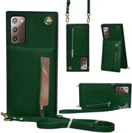 acxlife samsung galaxy s20 fe 5g case – green leather wallet with lanyard, card holder, and wrist strap – compatible with samsung s20 fe 6.5 inch logo