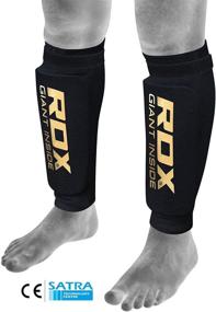 img 1 attached to RDX Shin Guards: SATRA Approved Leg Protectors for Muay Thai, Kickboxing, MMA, BJJ, and Boxing Training & Fighting