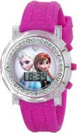👸 disney kids' frozen anna and elsa flashing-dial watch: sparkly pink rubber band & glitter infused logo