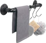 🛁 jeasor industrial pipe towel rack - heavy duty wall mounted rustic farmhouse bathroom towel holder, black, 16 inch логотип