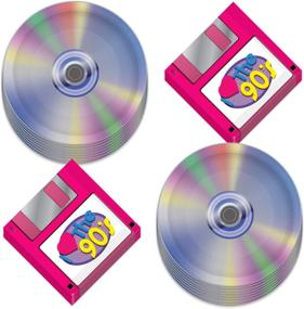 img 4 attached to Retro 90's Party Supplies - Floppy Disk Napkins and CD Paper Plates (Serves 16)