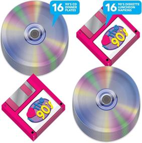 img 3 attached to Retro 90's Party Supplies - Floppy Disk Napkins and CD Paper Plates (Serves 16)