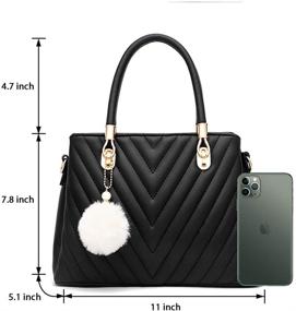 img 3 attached to Fashion Leather Handbags Top Handle Shoulder