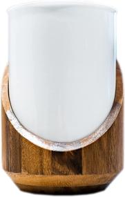 img 4 attached to 🍴 Modern White Ceramic Utensil Holder with Wooden Countertop-Protection Case - Large Kitchen Utensil Crock for Easy Cleaning and Angled Utensils Storage - Size: 7.5" x 5