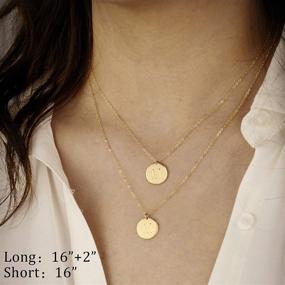 img 1 attached to IEFWELL 14K Gold Filled Double-Sided Engraved Hammered Coin Necklace: Exquisite Women's Initial Necklace & Layered Jewelry