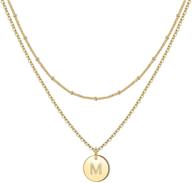 iefwell 14k gold filled double-sided engraved hammered coin necklace: exquisite women's initial necklace & layered jewelry logo