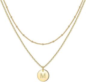 img 4 attached to IEFWELL 14K Gold Filled Double-Sided Engraved Hammered Coin Necklace: Exquisite Women's Initial Necklace & Layered Jewelry