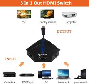 img 1 attached to 🔀 edola 3 Port HDMI Switch - High Speed 4K@30Hz 3D 1080p Switcher Splitter with Pigtail Cable for Xbox/PS4/Apple/Fire TV/Blu-Ray-Player